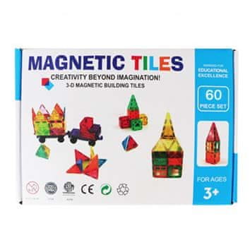 Magnetic Tiles Magnetická stavebnice pro děti sada 60ks – Magnetic Tiles