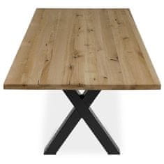 Autronic Dřevěný jídelní stůl Stůl jídelní, 200x100x75 cm,masiv dub, kovová noha ve tvaru písmene&amp;quotX&amp;quot, černý lak (DS-X200 DUB)