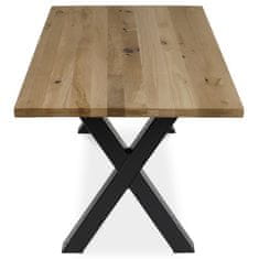 Autronic Dřevěný jídelní stůl Stůl jídelní, 160x90x75 cm, masiv dub, kovové podnoží ve tvaru písmene &amp;quotX&amp;quot , černý lak (DS-X160 DUB)