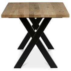 Autronic Dřevěný jídelní stůl Stůl jídelní, 160x90x75 cm, masiv dub, kovové podnoží ve tvaru písmene &amp;quotX&amp;quot , černý lak (DS-X160 DUB)