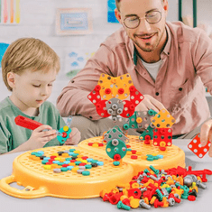 CAB Toys Medvídek vzdělávací hračka 203 dílná, stavebnice s nářadím