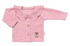 Baby Nellys Pletený svetřík s volánkem Girl, Baby Nellys, pudrově růžový, vel. 62