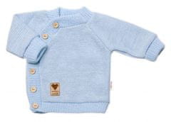 Baby Nellys Dětský pletený svetřík s knoflíčky, zap. bokem, Hand Made Baby Nellys, modrý, vel. 68/74