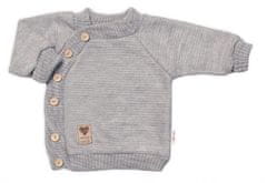 Baby Nellys Dětský pletený svetřík s knoflíčky, zap. bokem, Hand Made Baby Nellys, šedý, vel. 80/86