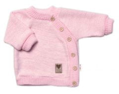 Baby Nellys Dětský pletený svetřík s knoflíčky, zap. bokem, Hand Made Baby Nellys, růžový, vel. 80/86