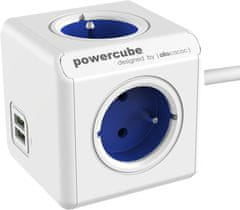 PowerCube EXTENDED USB prodlužovací přívod 1,5m - 4 zásuvka, modrá