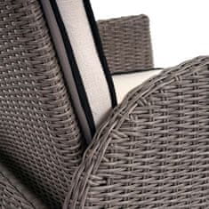 MCW Luxusní polyratanová souprava Badalona, prémiová lounge souprava hliníková sedací souprava stůl + 6 nastavitelných židlí ~ šedá