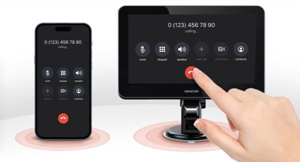  moderní obrazovka do automobilu sencor sct m750btw Bluetooth wifi usb aux výstup zobrazení mapy na displeji handsfree hovory hlasové ovládání dotykové provedení 