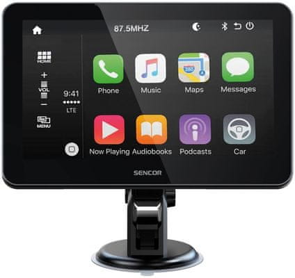 moderní obrazovka do automobilu sencor sct m750btw Bluetooth wifi usb aux výstup zobrazení mapy na displeji handsfree hovory hlasové ovládání dotykové provedení