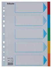 Esselte Rejstříky "Standard", popisovatelná titulní str., mix barev, karton, A4, 5 dílů, 100191