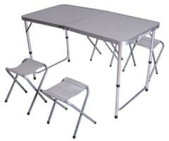 Rojaplast Campingový SET - stůl 120x60cm + 4 stoličky, hliník XH120604