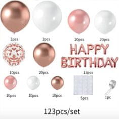 Netscroll 123-dílná sada balónků, HappyBday, zlatá