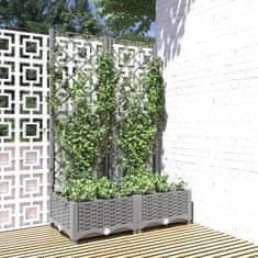 Vidaxl Zahradní truhlík s treláží světle šedý 80 x 40 x 121,5 cm PP