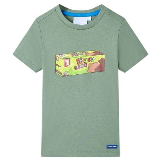 Vidaxl Dětské tričko s krátkým rukávem khaki 92