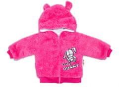 Baby Nellys Zimní kabátek chlupáčková bundička s kapucí Cute Bunny Baby Nellys - malinová, vel. 68 - 74 (6-9m)