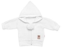 Baby Nellys 3-dílná souprava Hand made, pletený kabátek, kalhoty a botičky, bílá, vel. 68 - 56 (1-2m)