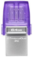 Kingston DataTraveler microDuo 3C, 64GB, fialová (DTDUO3CG3/64GB)