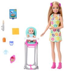Mattel Barbie Chůva herní set - panenka v květinových šatech FHY97