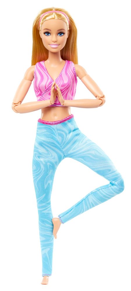 Levně Mattel Barbie V pohybu - blondýnka v modrých legínách FTG80