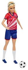 Mattel Barbie Fotbalová panenka - Barbie v červeném dresu HCN17