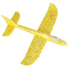 WOWO Žlutý Polystyrénový Kluzák s 8 LED Světly, Rozpětí Křídel 48x47cm