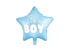 WOWO Modrý Fóliový Balónek Je to Kluk ve tvaru Hvězdy, 48 cm - Dekorace pro Oslavu Narození Miminka