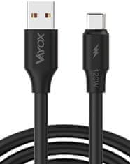 WOWO Černý Kabel USB na USB-C, 120W 3A, Délka 1m - Vysoký Výkon a Rychlé Nabíjení