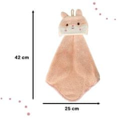 WOWO Růžová dětská osuška s motivem králíka, 42x25cm - ideální do školky