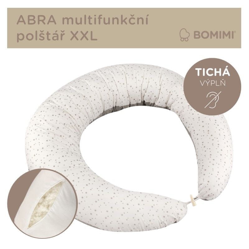 Levně BOMIMI ABRA multifunkční polštář XXL, HVĚZDIČKY bílá/šedá