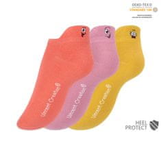Vincent Creation® Vincent Creation Ponožky dámské kotníčkové s výšivkou - pastelové barvy - 3 páry