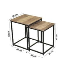 DOCHTMANN Odkládací stolek Joya 2ks, stohovatelné, čtverecové 40x40x50cm
