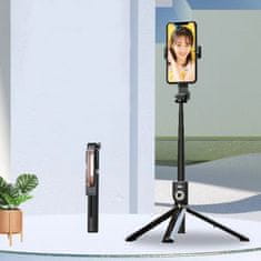 TopQ Bluetooth selfie tyč P80 se stativem 1,3m černá