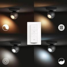 Philips Hue White Ambiance Bodové svítidlo Philips Buckram BT 50471/30/P6 LED GU10 1x5W 350lm 2200-6500K 230V, černé s dálkovým ovladačem a Bluetooth