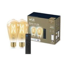 WiZ WiZ SET 2x LED žárovka E27 ST64 Filmant amber 6,7W (50W) 640lm 2000-5000K IP20, stmívatelné plus ovladač