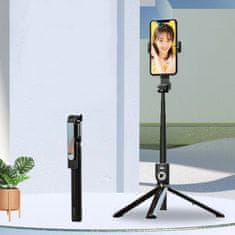 TopQ Bluetooth selfie tyč P81 se stativem 1,6m černá
