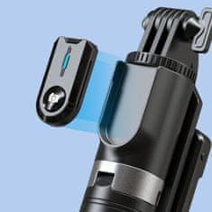 TopQ Bluetooth selfie tyč P100D se stativem a LED světlem černá