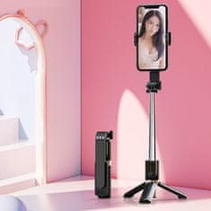 TopQ Bluetooth selfie tyč mini P08 se stativem černá