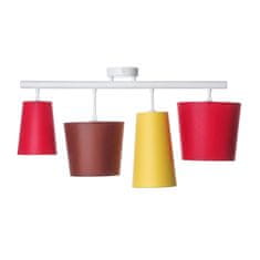 LIGHT FOR HOME Designový lustr v bílém provedení s červeným, žlutým a hnědým stínidly. 40944 "JAZZ", 4x40W, E14, Bílá