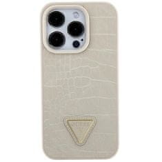 Guess kryt na iPhone 15 PRO MAX 6.7" Gold Croco Triangle Metal Logo