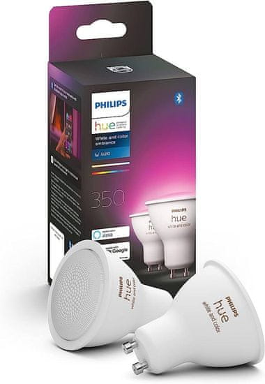 Philips Hue Bluetooth LED White and Color Ambiance žárovka GU10 5.7W 350lm 2000K-6500K RGB set 2 ks