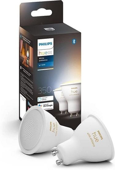 Philips Hue Bluetooth LED White Ambiance set 2ks žárovek Philips 8719514340121 GU10 2x4,3W 2x350lm 2200-6500K bílé stmívatelné