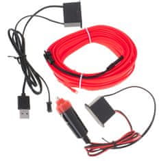 WOWO LED Ambientní Osvětlení pro Auto, USB 12V, 5m Červená Páska
