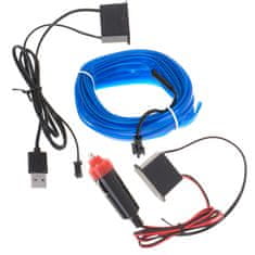 WOWO Modrá LED páska pro ambientní osvětlení auta, USB/12V, délka 5m