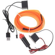 WOWO Oranžová LED páska pro ambientní osvětlení auta, USB/12V, 5m