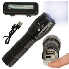 WOWO Výkonná USB Dobíjecí LED Svítilna 800 Lumenů s Zoomem - Vojenská Taktická Edice