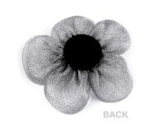 Kraftika 2ks černá organzový květ s broušenými korálky k našití a