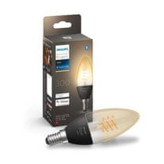 Philips Hue Bluetooth LED White filamentová žárovka Philips svíčka 8719514302235 E14 4,5W 300lm 2100K černá, stmívatelná