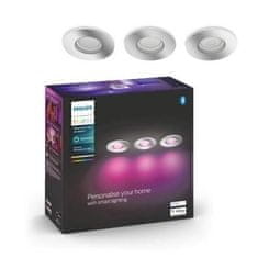 Philips Hue Bluetooth LED White and Color Ambiance set 3ks Koupelnových podhledových svítidel Philips Xamento 8719514355392 GU10 3x5,7W 3x806lm 2000-6500K RGB IP44 9,3cm chromové, stmívatelné