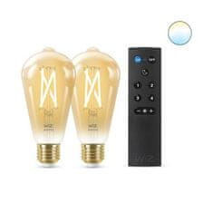 WiZ WiZ SET 2x LED žárovka E27 ST64 Filmant amber 6,7W (50W) 640lm 2000-5000K IP20, stmívatelné plus ovladač