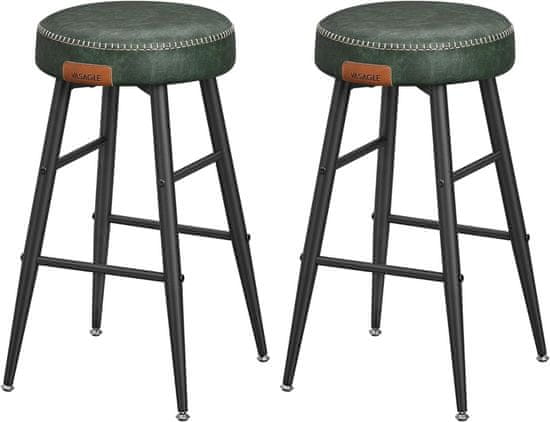 Artenat Barová židle Faux (SET 2 ks), syntetická kůže, 63 cm, zelená
